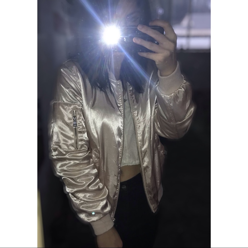 metallic reflective bomber